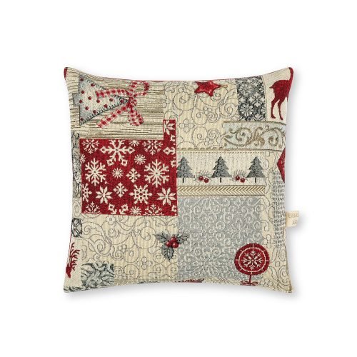 Natale strenne colore grigio rosso 30 x 30 tessuto gobelin